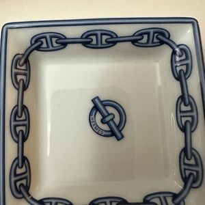 HERMES MONOGRAM CHAIN D'ANCRE TRINKET JEWELRY CATCH ALL ASHTRAY TRAY - BLUE